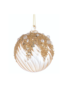 SFERA BEAUTIFY 8CM VETRO CHAMPAGNE/ORO