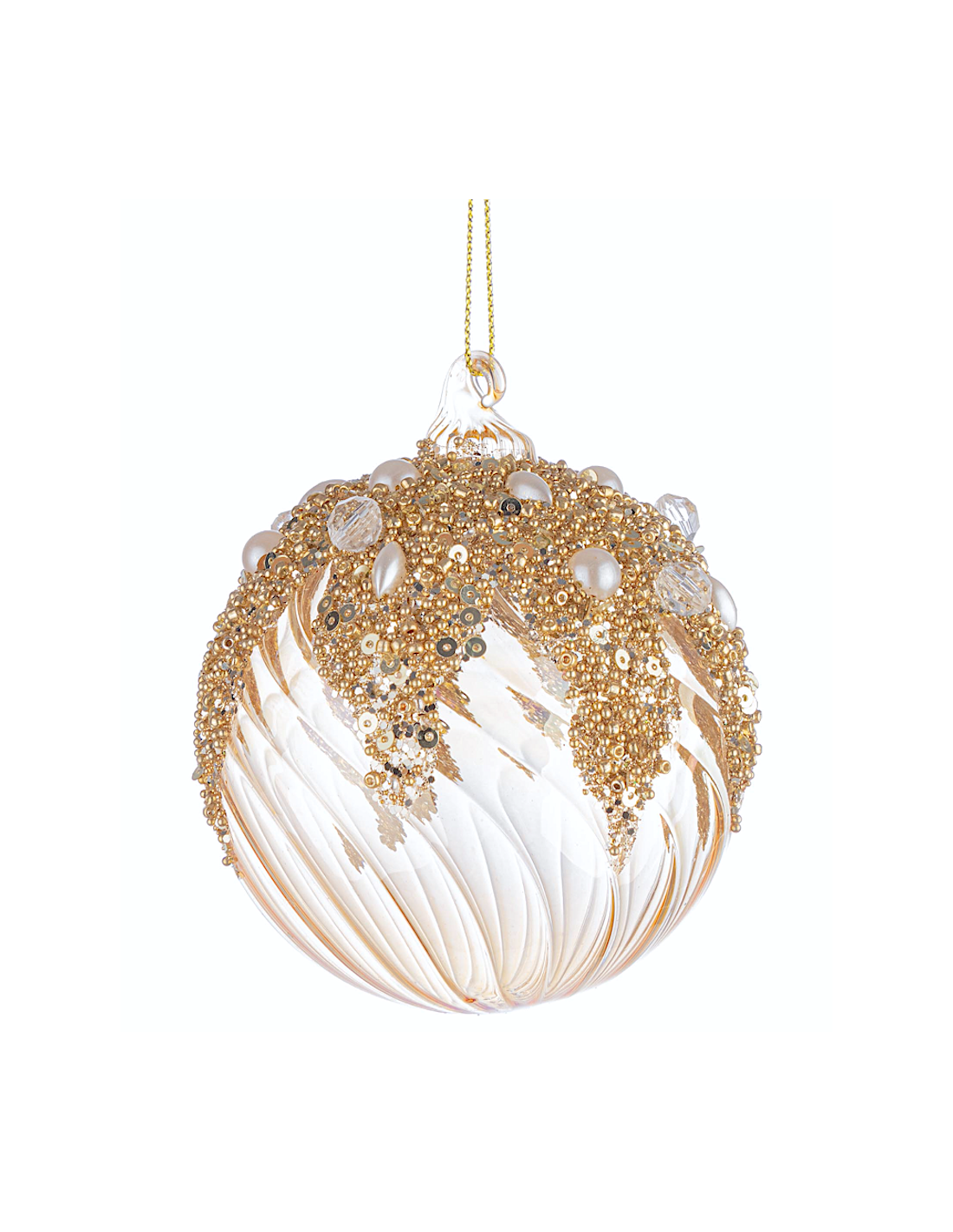SFERA BEAUTIFY 8CM VETRO CHAMPAGNE/ORO