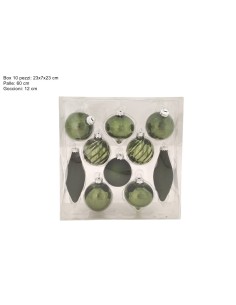 CONF 10 SFERE VETRO VERDE ASSORTITO