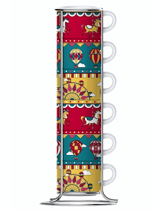 SET 6 TAZZE CAFFE IMPILABILI MONGOLFIERA NATALE GD24 BIALETTI