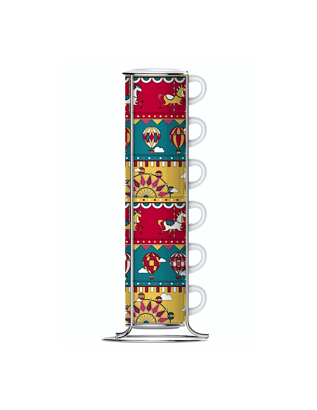 SET 6 TAZZE CAFFE IMPILABILI MONGOLFIERA NATALE GD24 BIALETTI