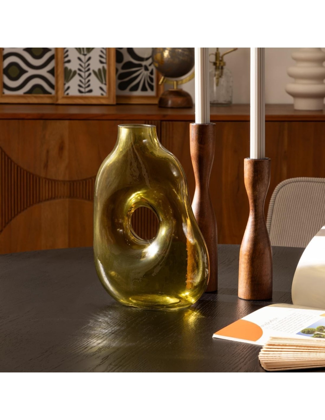 Atmosphera Vaso a Ciambella Verde Kaki H25 cm