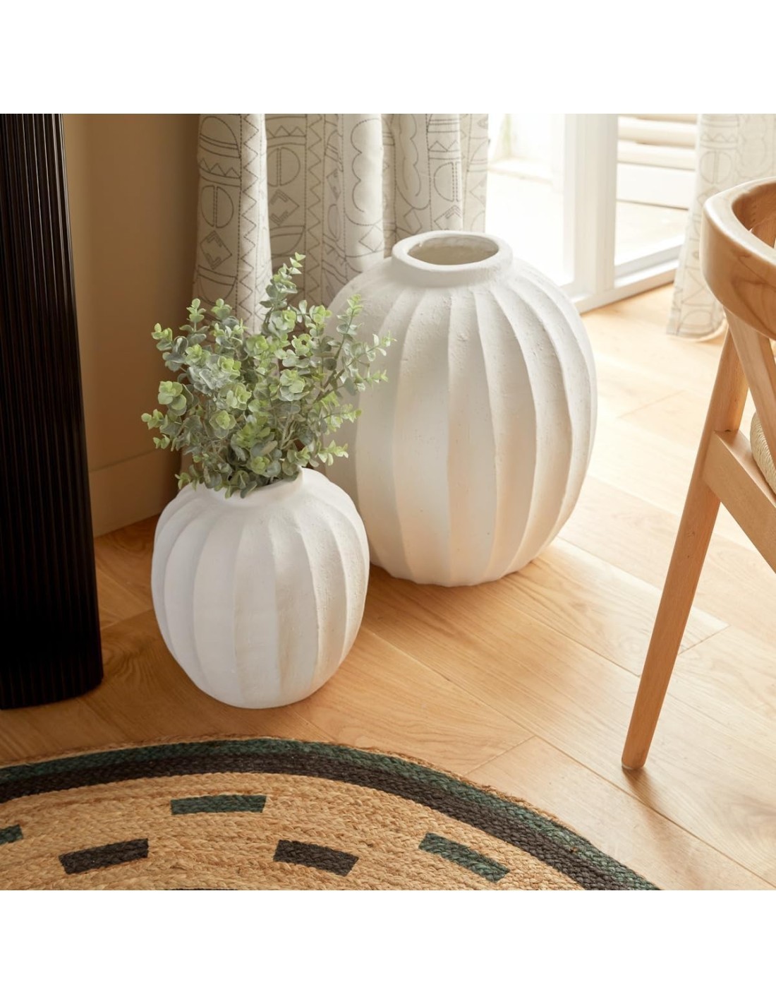 Atmosphera Vaso a Sfera Amia in Ceramica Bianca H28 cm