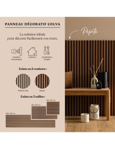 Atmosphera Pannello Decorativo in Legno Colva 240x60 cm Finitura Noyer – Riduzione Rumore