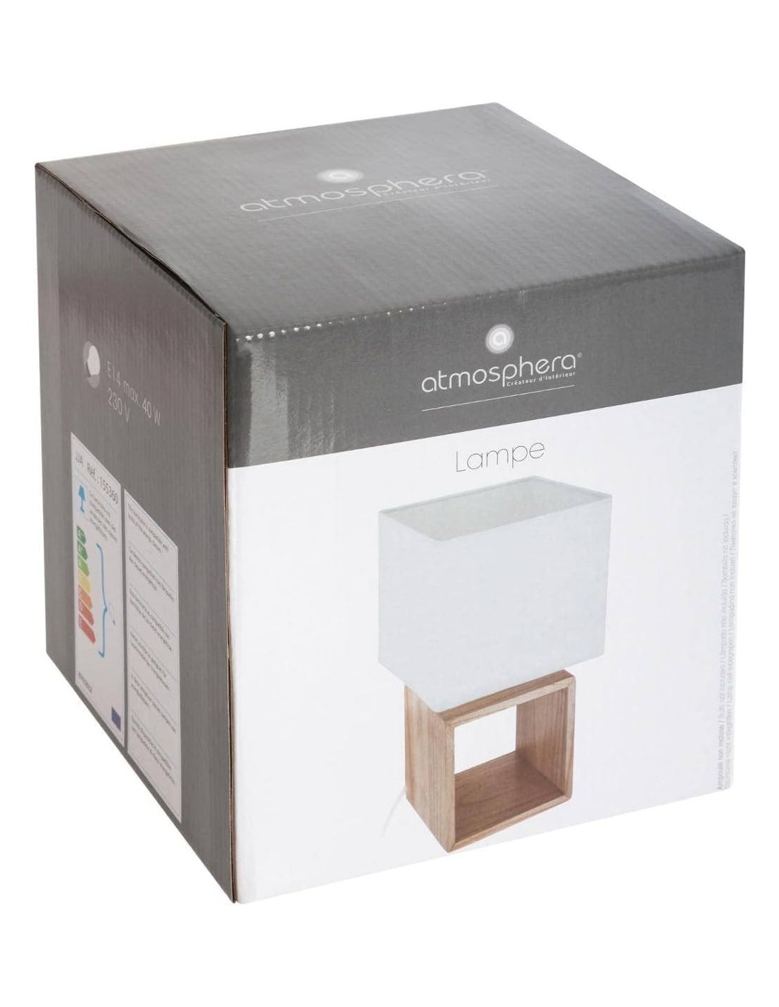 Atmosphera Lampada Quadrata in Legno H32 cm