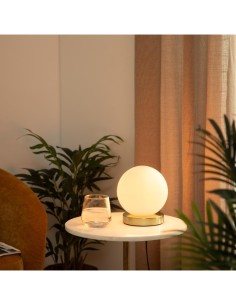 Atmosphera Lampada a Sfera Dris in Vetro e Metallo Bianco H16 cm