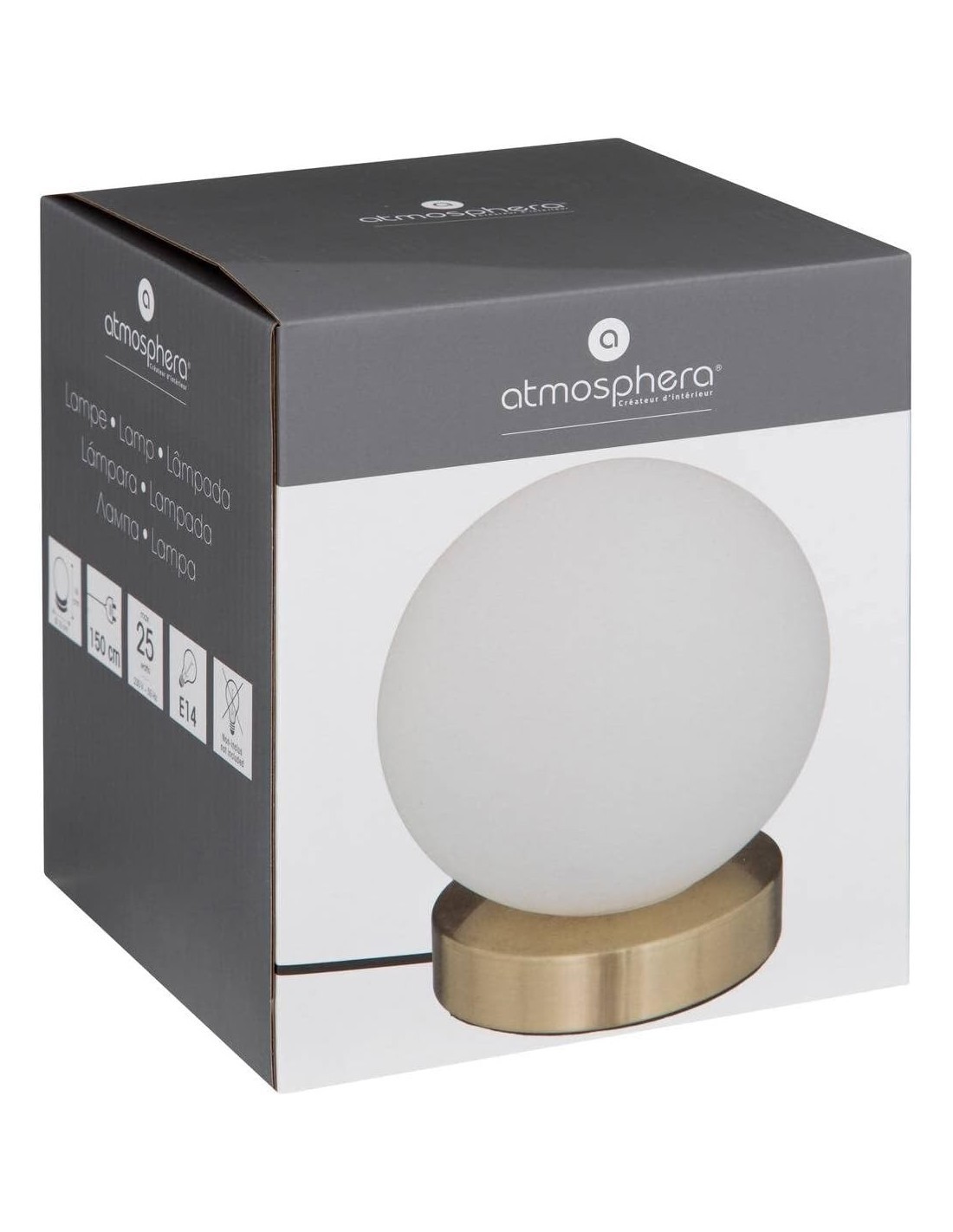 Atmosphera Lampada a Sfera Dris in Vetro e Metallo Bianco H16 cm