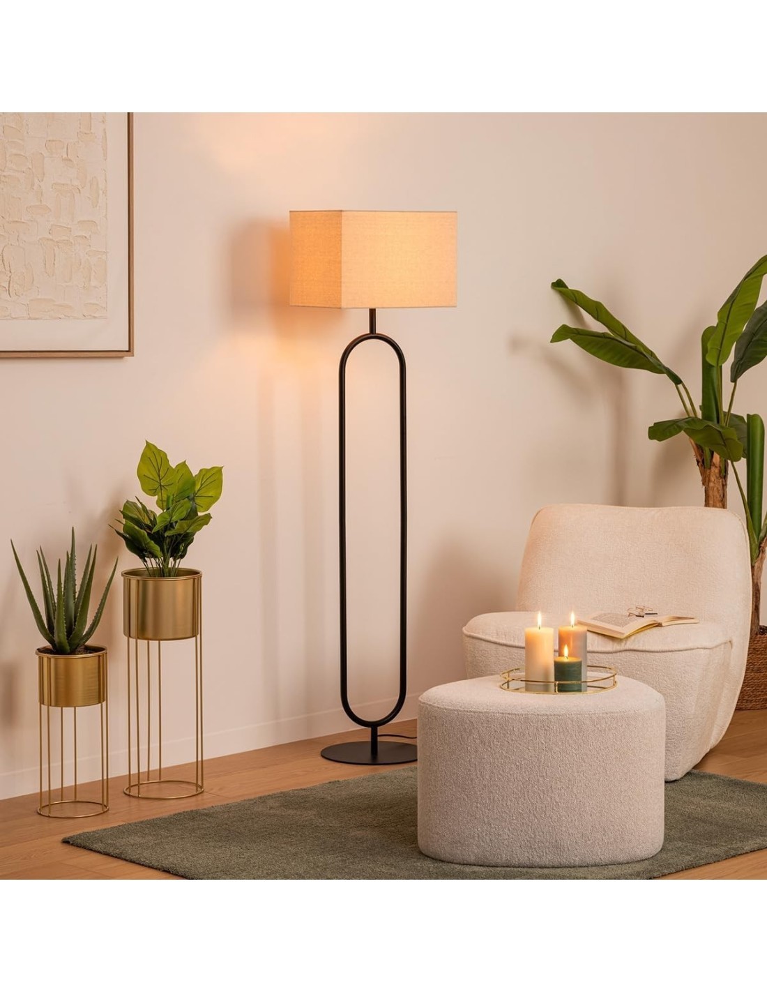 Atmosphera Lampada da Terra Alec in Metallo Nero 38x28x154 cm