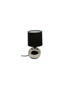 Atmosphera Lampada in Ceramica Piede a Sfera Argento e Paralume Nero