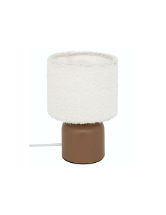Atmosphera Lampada da Tavolo con Base Marrone e Paralume Bouclette 14x22 cm