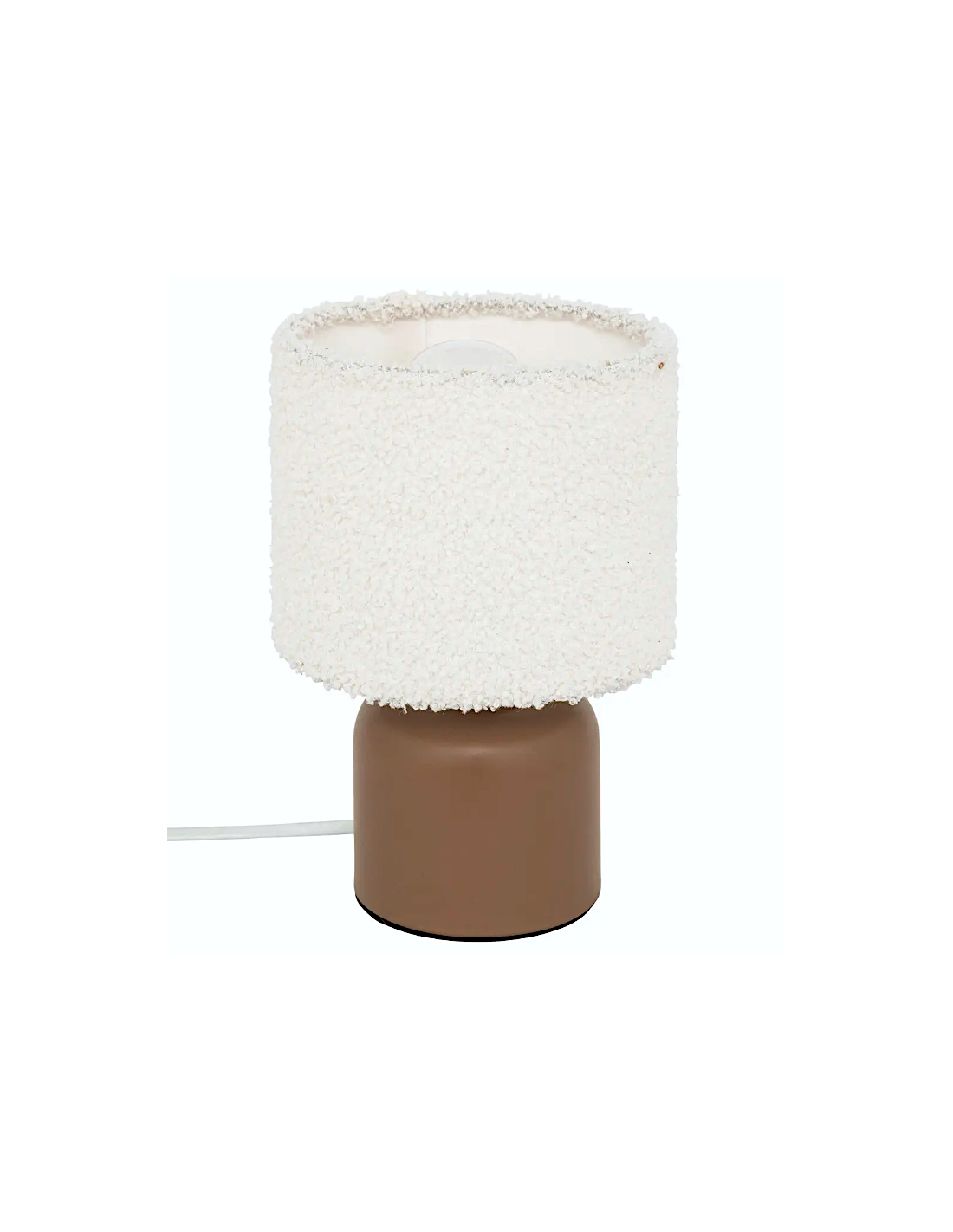 Atmosphera Lampada da Tavolo con Base Marrone e Paralume Bouclette 14x22 cm