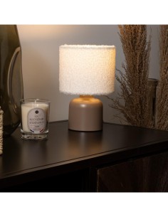 Atmosphera Lampada da Tavolo con Base Marrone e Paralume Bouclette 14x22 cm