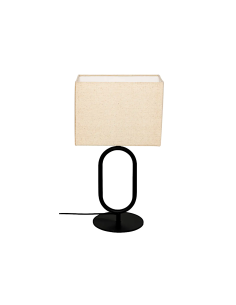 Atmosphera Lampada da Tavolo con Paralume Panna e Struttura in Metallo Nero H52 cm