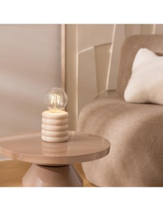 Atmosphera Base LED Perry in Ceramica Beige H19 cm