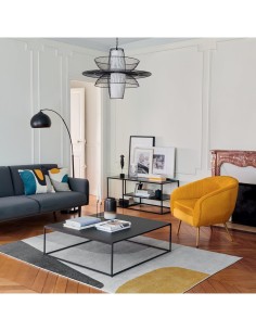 Atmosphera Lampada da Terra in Metallo Nero con Paralume Dorato-Ramato H175 cm – Classe Energetica A 2