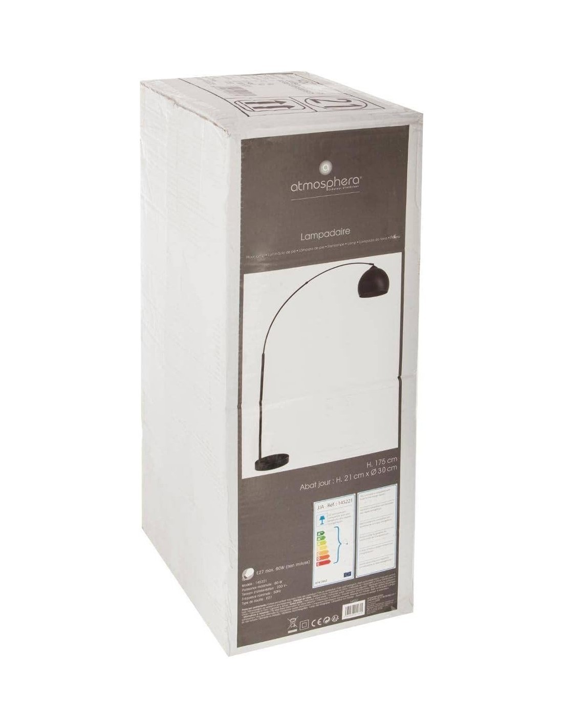 Atmosphera Lampada da Terra in Metallo Nero con Paralume Dorato-Ramato H175 cm – Classe Energetica A