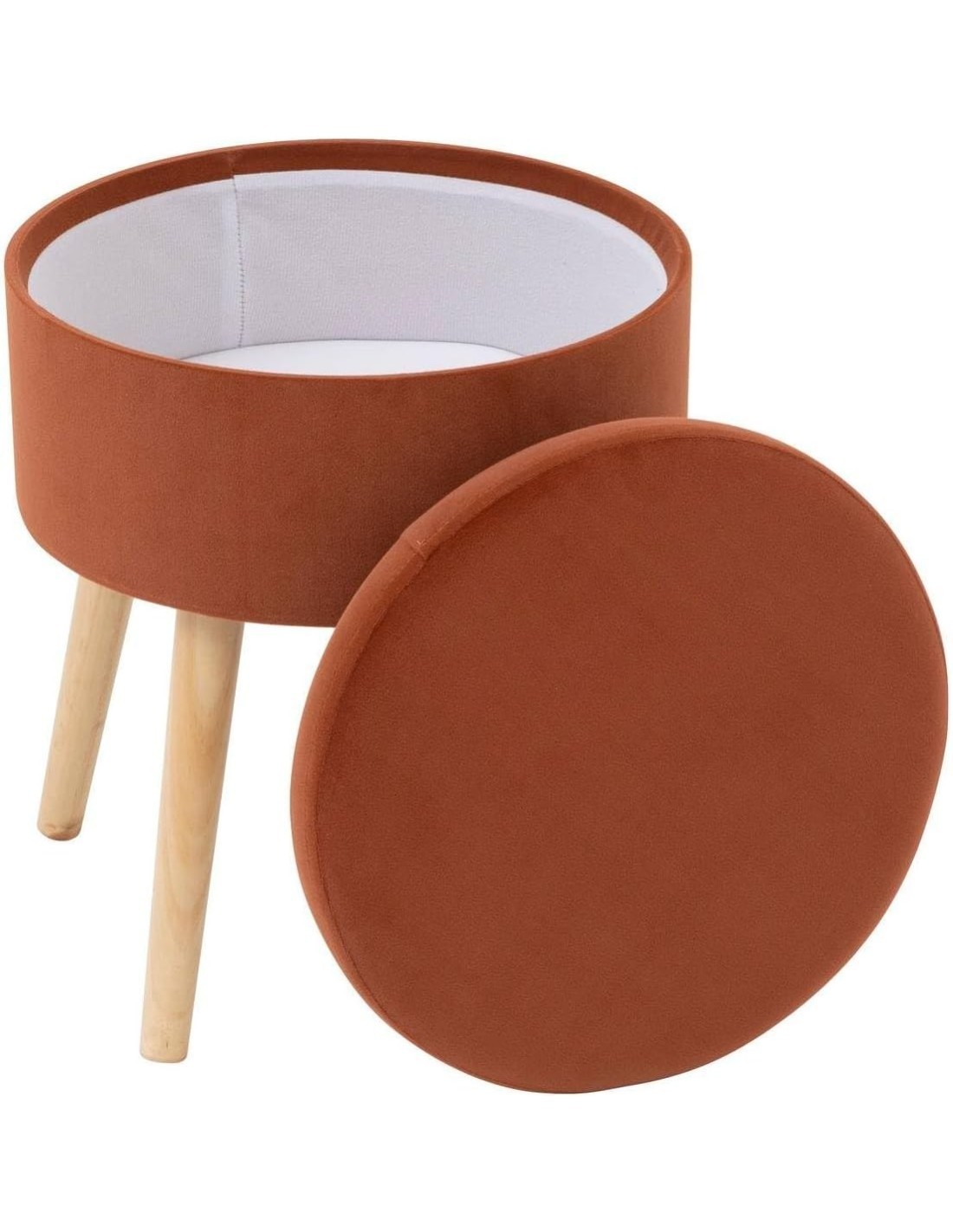 Atmosphera Sgabello Cassapanca "Tess" in Velluto Ambra