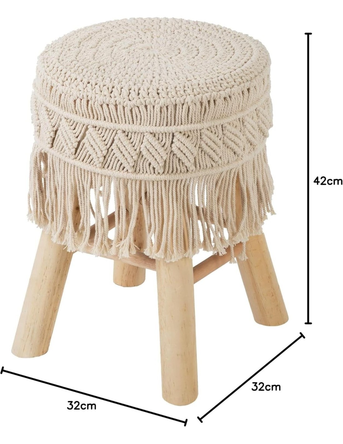 Atmosphera Sgabello in Macramé e Legno