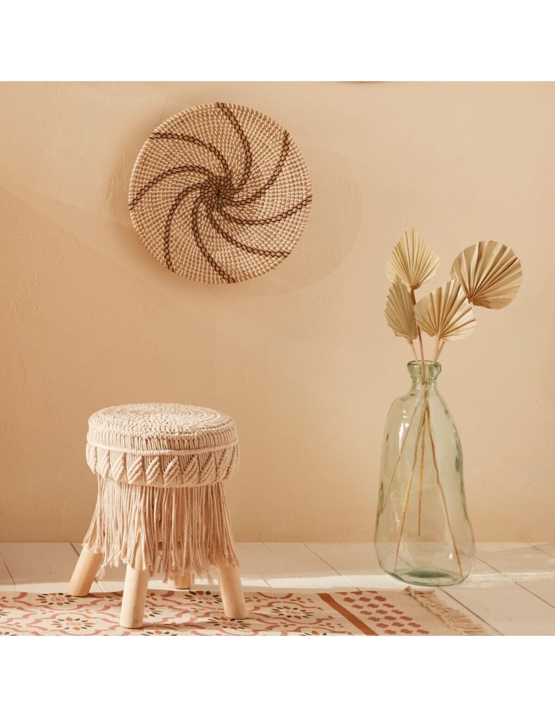 Atmosphera Sgabello in Macramé e Legno