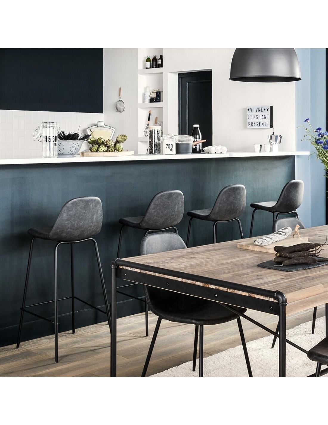 SGABELLO BAR VLADI 95CM GRIGIO su TreG Ingrosso