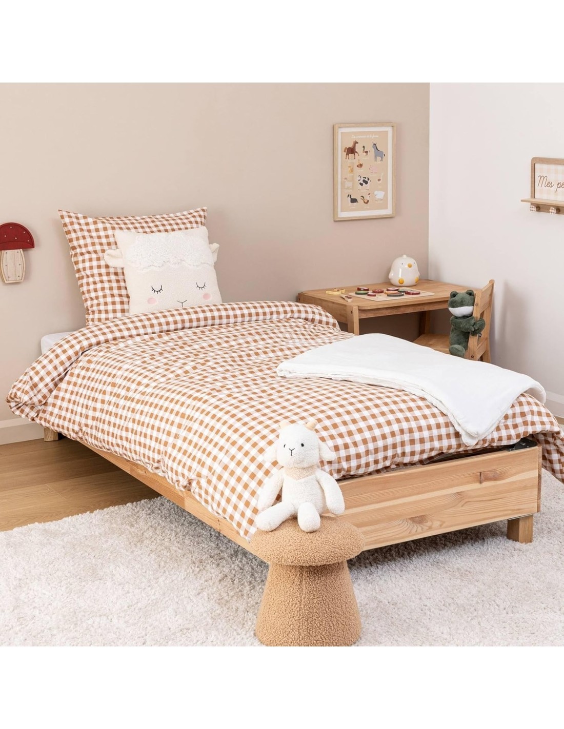 Atmosphera Cuscino Lael in Pelle di Pecora Beige per Bambini 39x39 cm