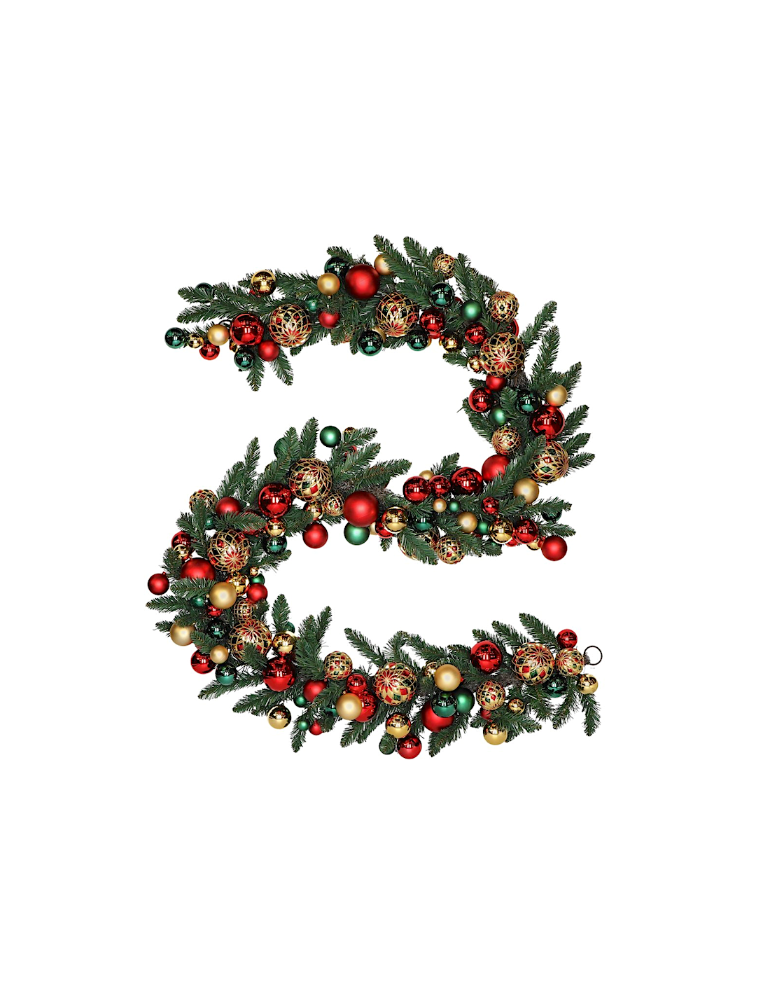 BOA di Natale 300CM con Sfere Rosso Oro e LED, Decorazione luminosa, Addobbo natalizio elegante, La magia di Natale per la casa