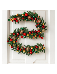 BOA di Natale 300CM con Sfere Rosso Oro e LED, Decorazione luminosa, Addobbo natalizio elegante, La magia di Natale per la casa 2