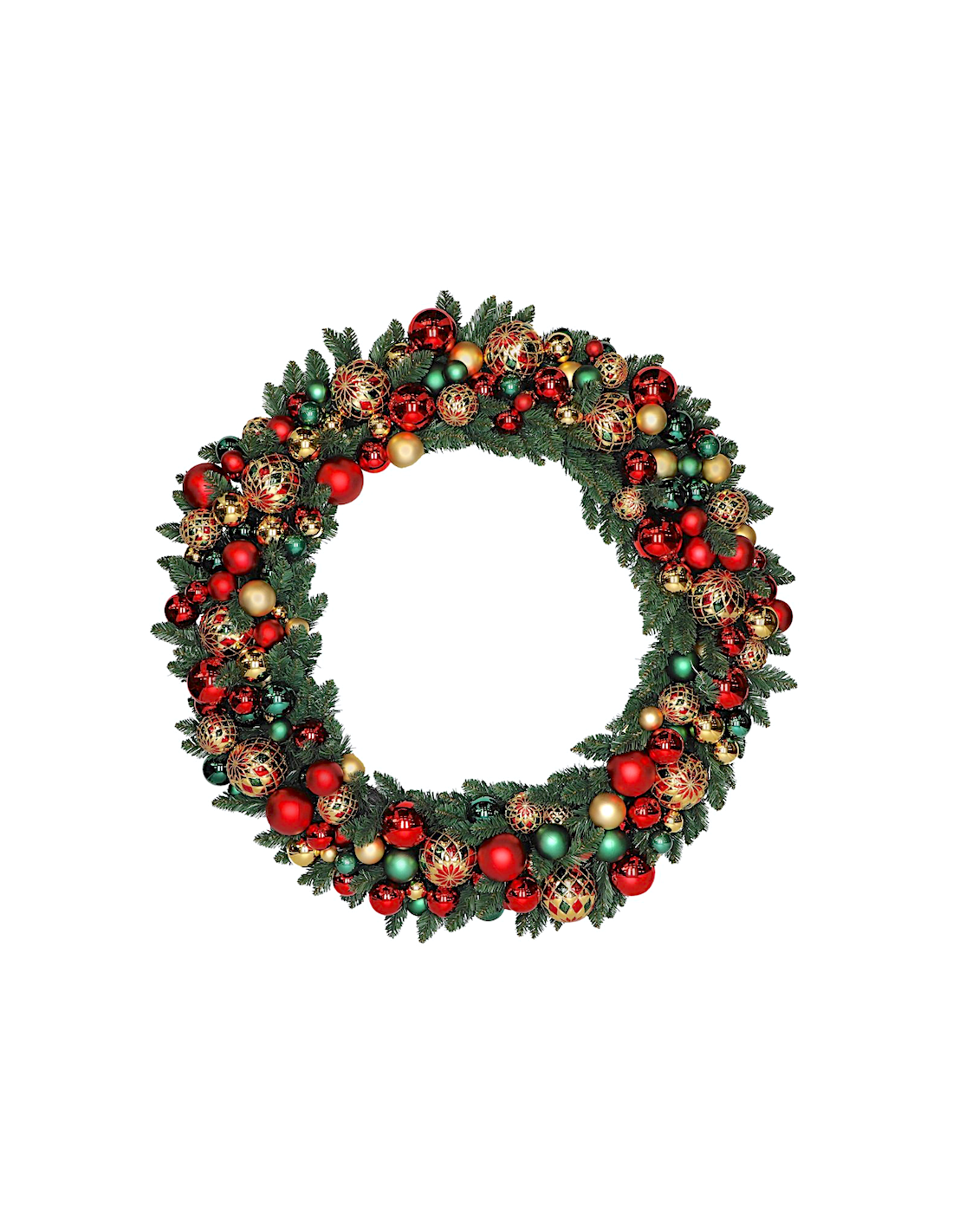 CORONA di Natale 91CM con Sfere Rosso Oro e LED, Centro tavola e parete, La magia di Natale per la tua casa