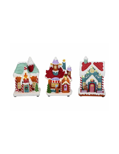 Casa di Natale candy con led 13,5x10,5x18,5 assortito,  addobbo elegante, la magia di Natale per la tua casa