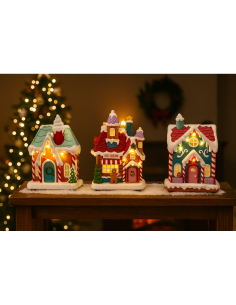Casa di Natale candy con led 13,5x10,5x18,5 assortito,  addobbo elegante, la magia di Natale per la tua casa 2