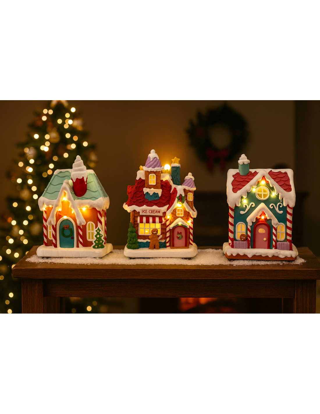 Casa di Natale candy con led 13,5x10,5x18,5 assortito,  addobbo elegante, la magia di Natale per la tua casa