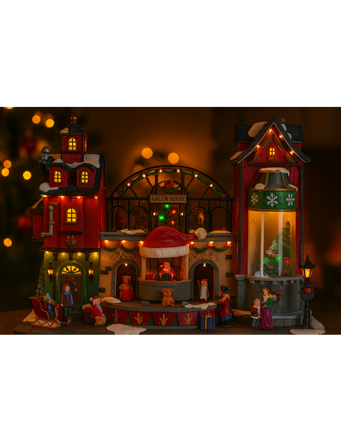 Villaggio di Natale green house 48x27x39cm, dettagli eleganti, la magia di Natale per la tua casa