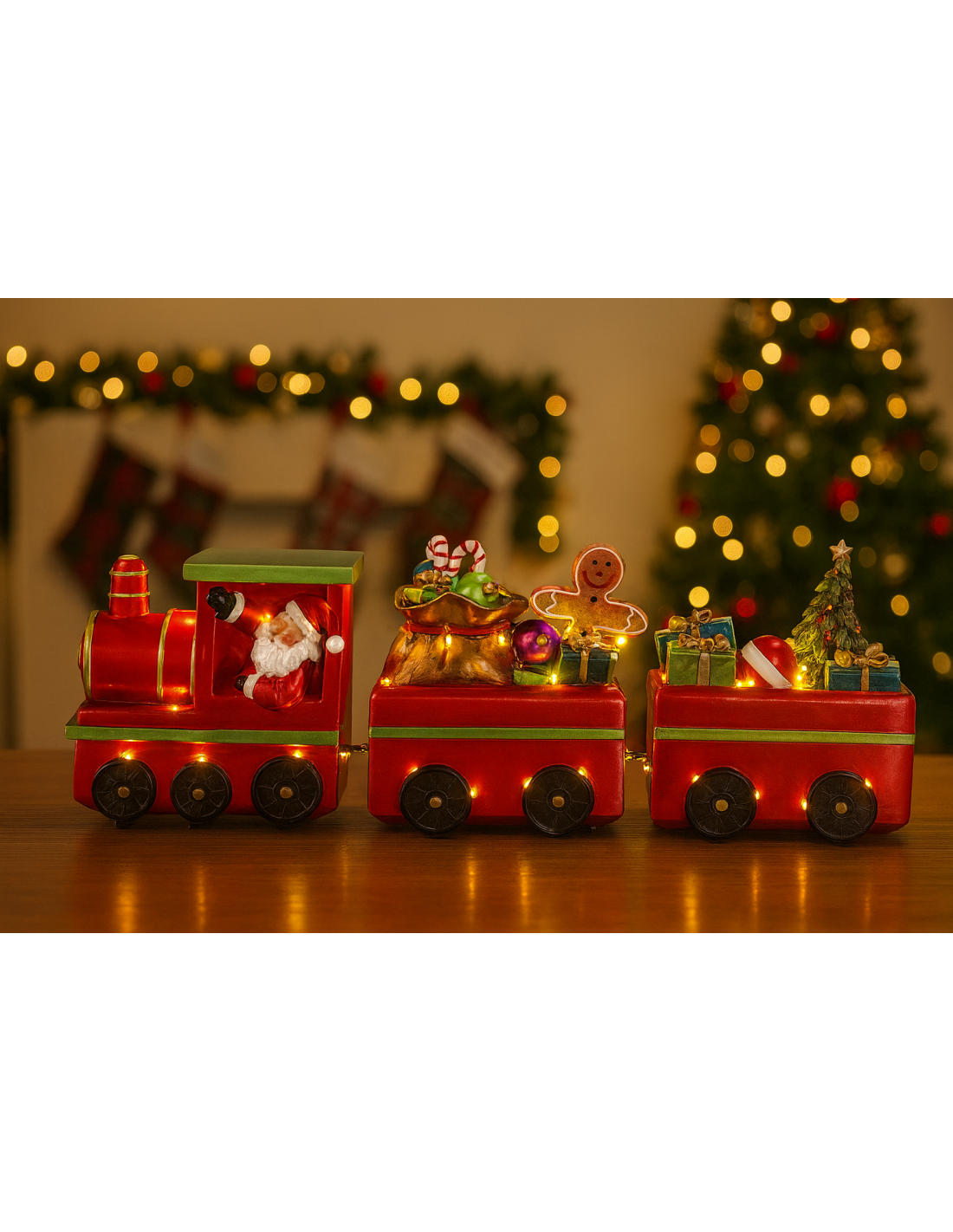 Trenino di Natale con led 61x15x22cm, decorazione luminosa natalizia, la magia di Natale per la tua casa