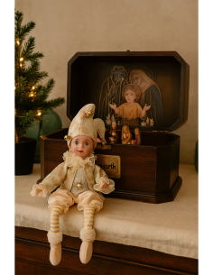 Giullare di Natale seduto verde oro 13x8x40,6cm, addobbo originale, la magia di Natale per la tua casa 2