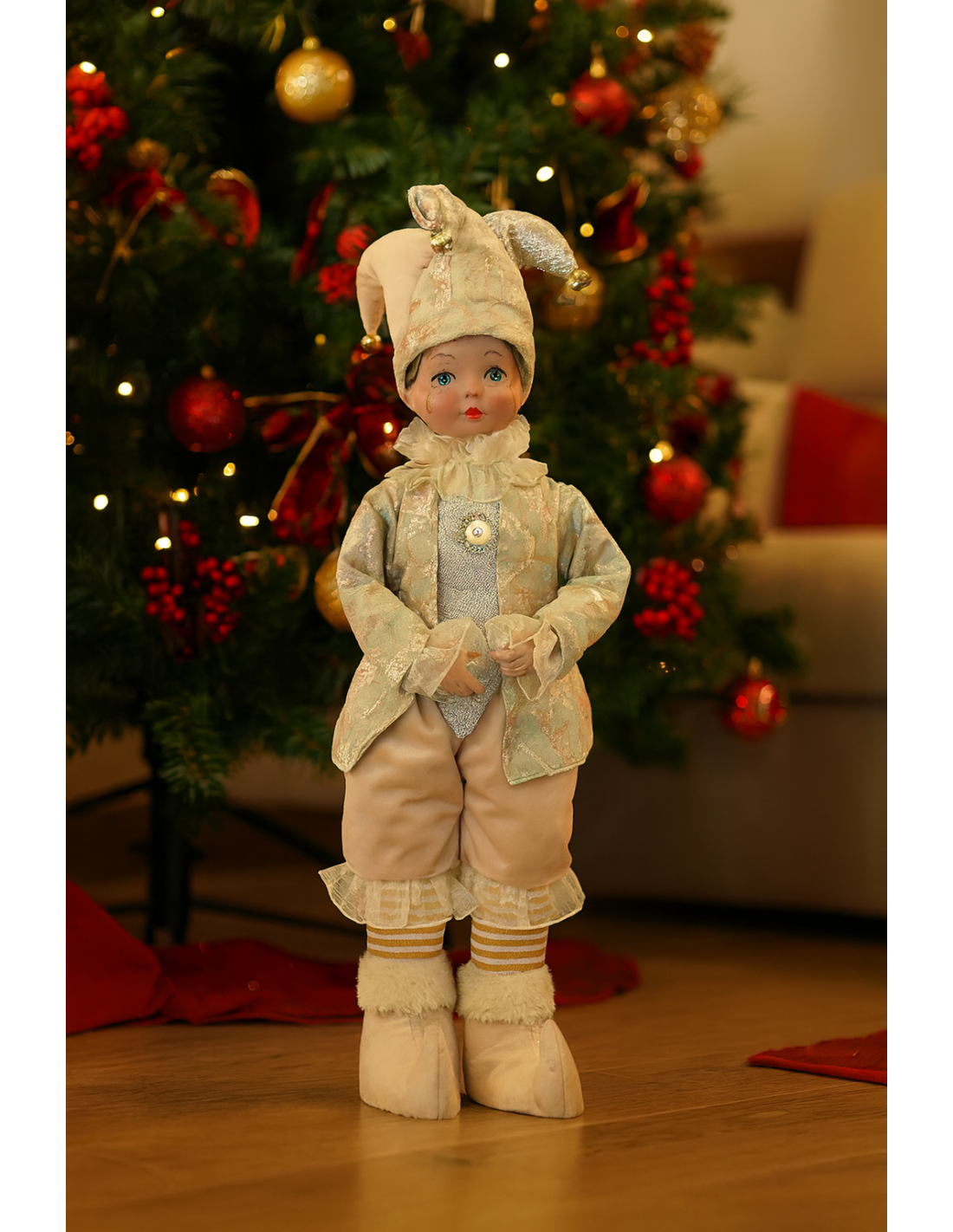 Giullare di Natale verde oro 14x8x45,7cm, decorazione natalizia elegante,  la magia di Natale per la tua casa