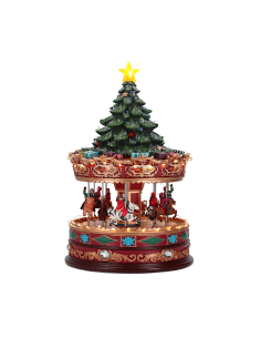 Giostrina di Natale carosello con led 22x22x35cm, decorazione luminosa scenografica, la magia di Natale per la tua casa