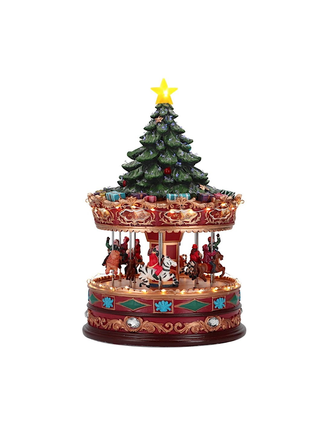 Giostrina di Natale carosello con led 22x22x35cm, decorazione luminosa scenografica, la magia di Natale per la tua casa