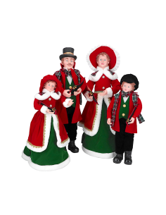 Famiglia cantori di Natale rosso verde, decorazione natalizia elegante, la magia di Natale per la tua casa