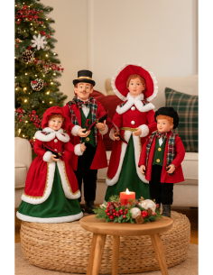 Famiglia cantori di Natale rosso verde, decorazione natalizia elegante, la magia di Natale per la tua casa 2