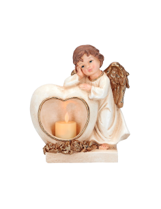 Angelo di Natale con candela led oro 17x10x20cm, statuina raffinata, la magia di Natale per la tua casa