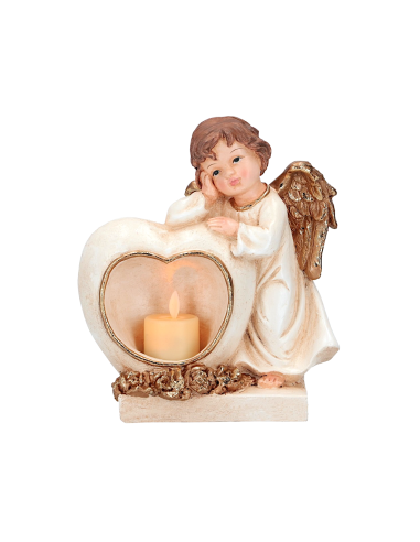 Angelo di Natale con candela led oro 17x10x20cm, statuina raffinata, la magia di Natale per la tua casa