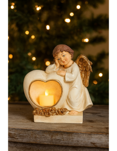 Angelo di Natale con candela led oro 17x10x20cm, statuina raffinata, la magia di Natale per la tua casa 2