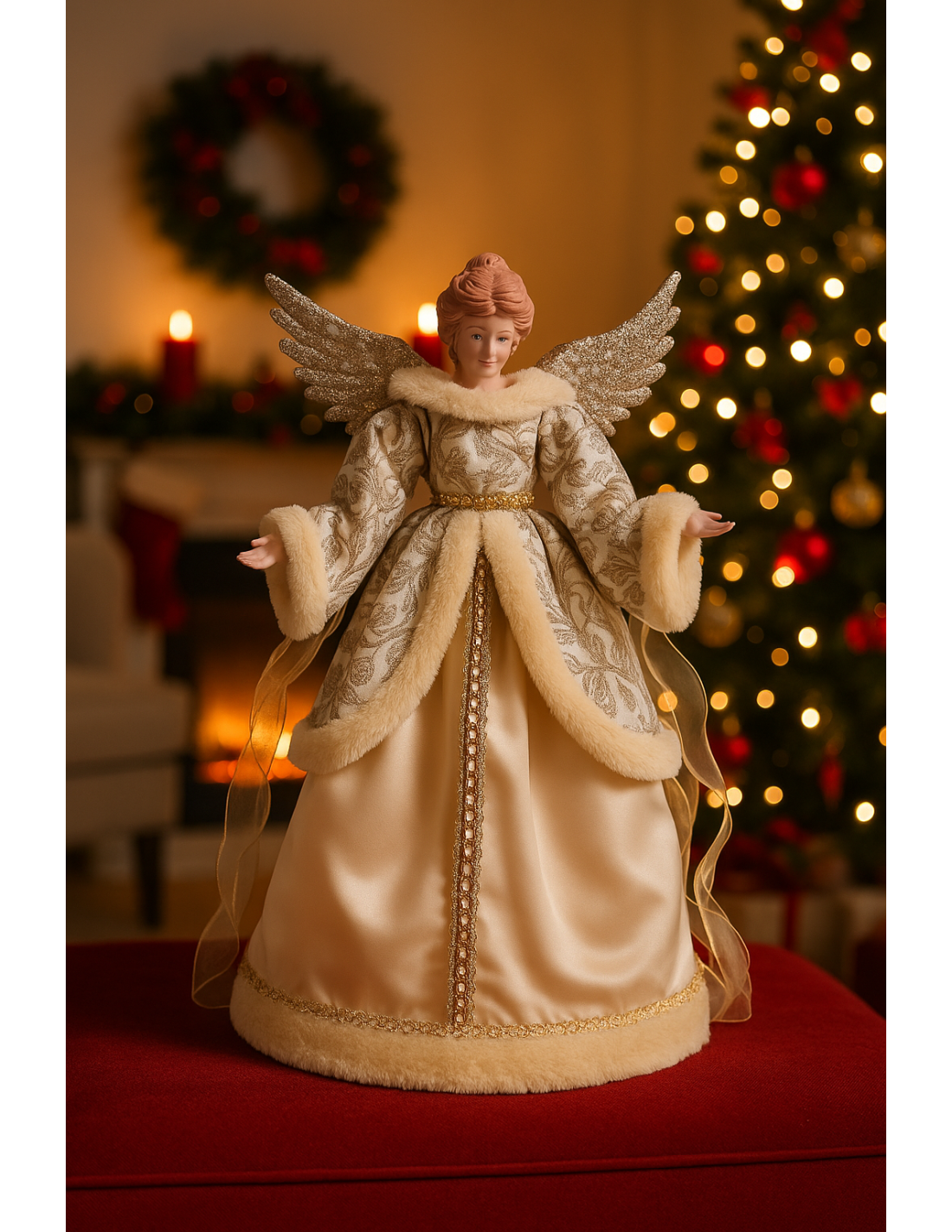 Puntale di Natale angelo oro 35x15x42h, decorazione elegante per albero,  la magia di Natale per la tua casa