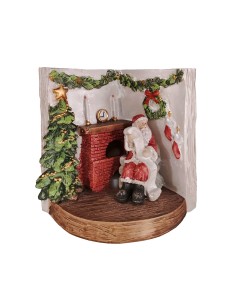STATUA RESINA LIBRO BABBO NATALE ROSSO CON LED 11X9X10CM