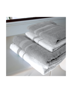 SET 4 ASCIUGAMANI 2 OSPITE + 2 VISO BIANCO/GRIGIO