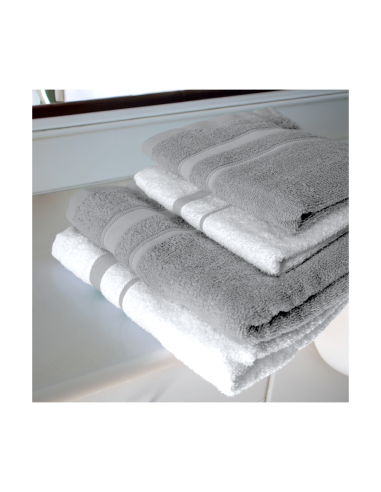 SET 4 ASCIUGAMANI 2 OSPITE + 2 VISO BIANCO/GRIGIO