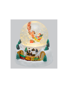 SFERA NATALIZIA 74385 VILLAGGIO GLITTER LED 18,5CM MUSICA E MOVIMENTO
