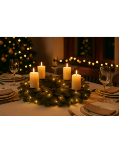 Corona di Natale 40cm con 50led e 4 portacandela, centro tavola raffinato, la magia di Natale per la tua casa 2