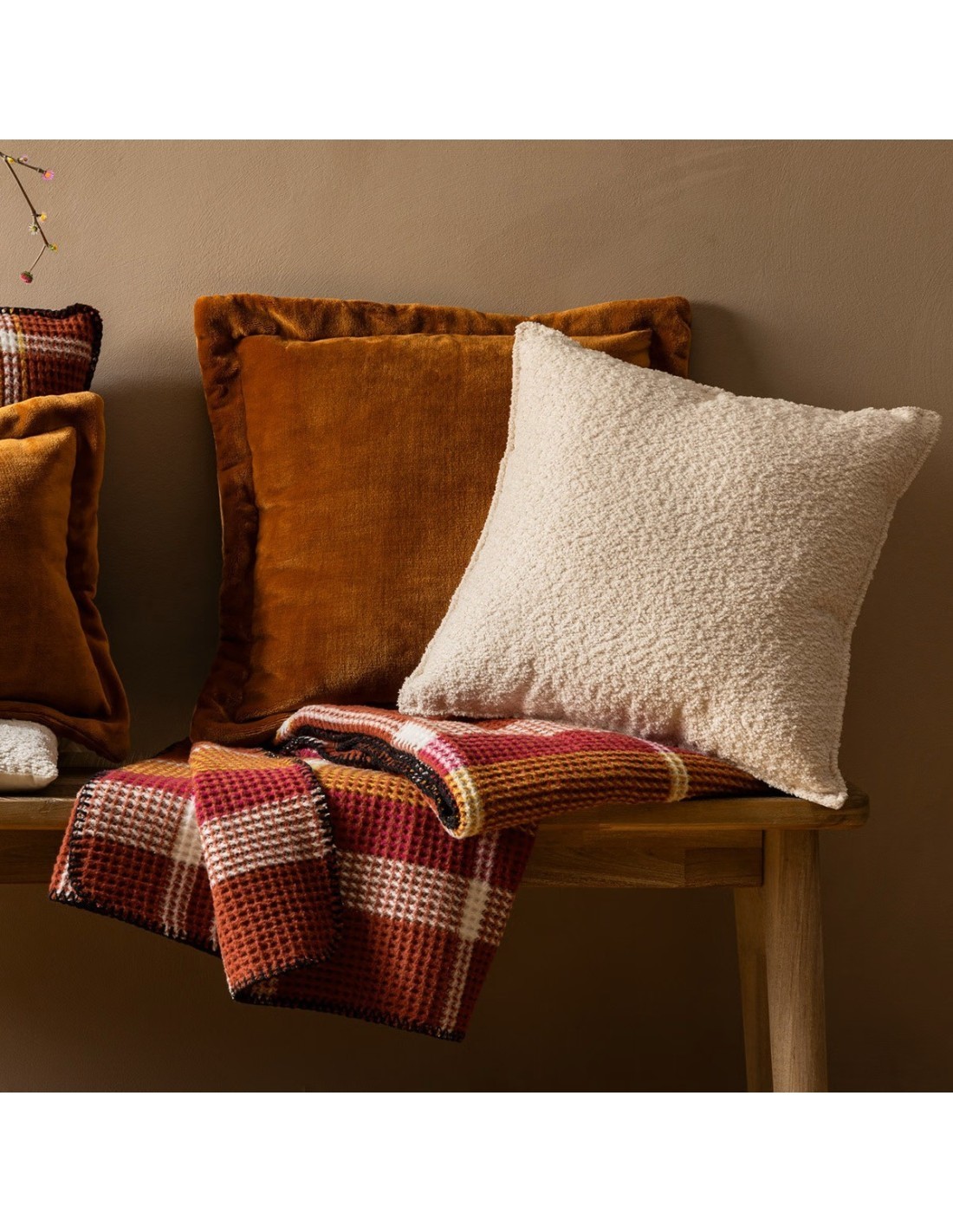 Cuscino bouclé "Saona" Bianco Avorio 45x45 cm Atmosphera