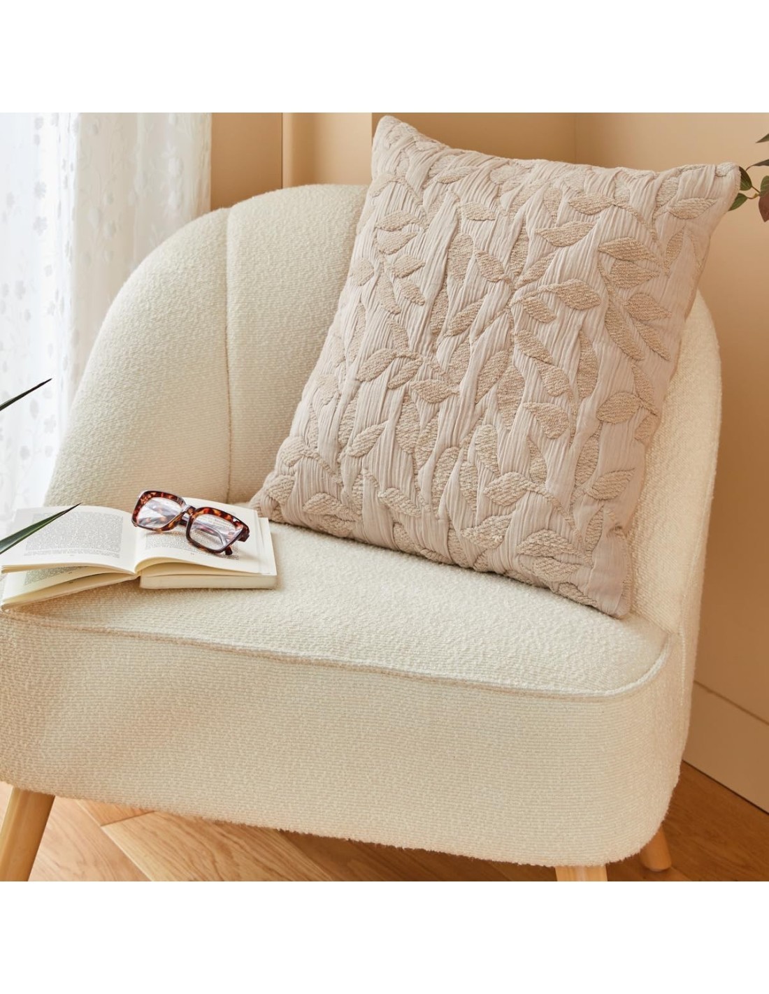 Cuscino jacquard "Lehto" 50x50 cm Beige Atmosphera